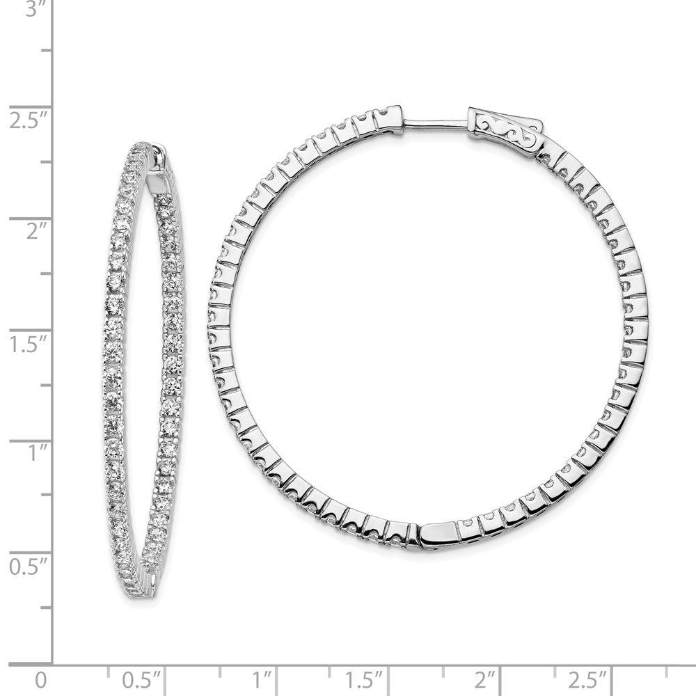 Sterling Silver Shimmer Rhodium-Plated 100 Stone 1.9mm Cz In And Out Round Hinged Hoop Earrings