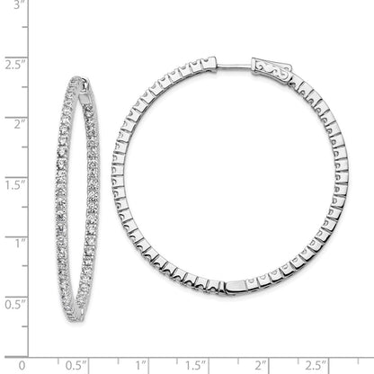 Sterling Silver Shimmer Rhodium-Plated 100 Stone 1.9mm Cz In And Out Round Hinged Hoop Earrings