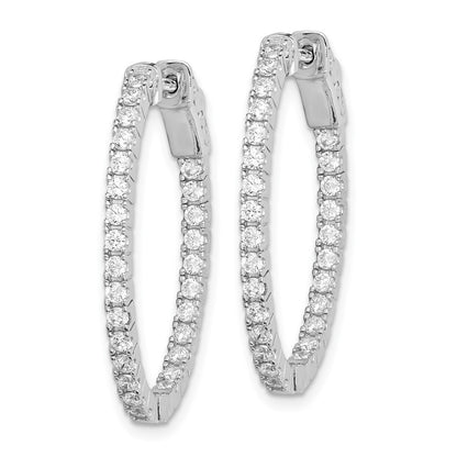 Sterling Silver Shimmer Rhodium-Plated 54 Stone 1.7mm Cz In And Out Oval Hinged Hoop Earrings