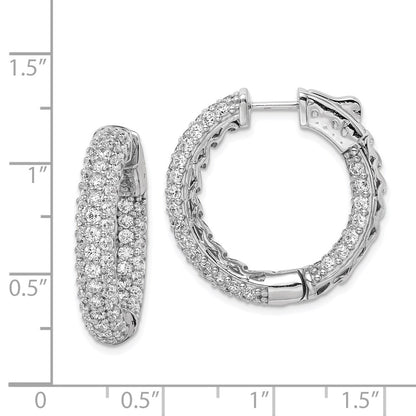 Sterling Silver Shimmer Rhodium-Plated 136 Stone Pav 2.0mm Cz In And Out Round Hinged Hoop Earrings