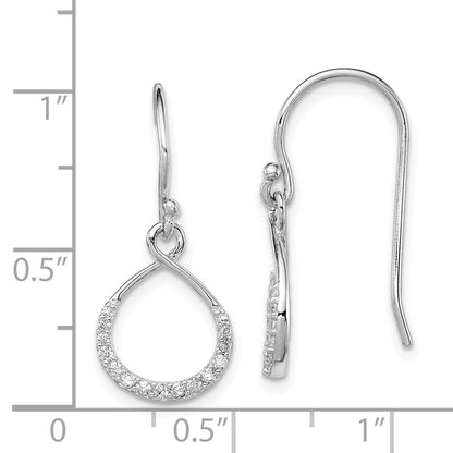 Sterling Silver Rhodium-Plated With Cz Infinity Shepherd Hook Earrings