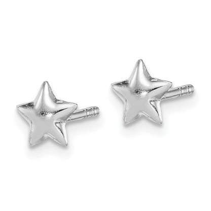 Sterling Silver Rhodium-Plated Polished Star Children'S Post Earrings