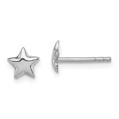 Sterling Silver Rhodium-Plated Polished Star Children'S Post Earrings