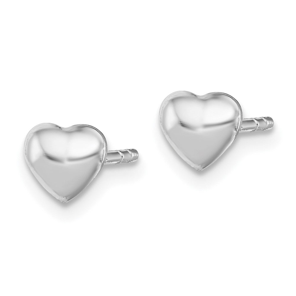 Sterling Silver Rhodium-Plated Polished Heart Children'S Post Earrings