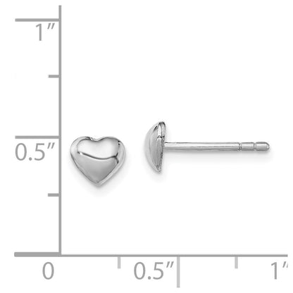 Sterling Silver Rhodium-Plated Polished Heart Children'S Post Earrings