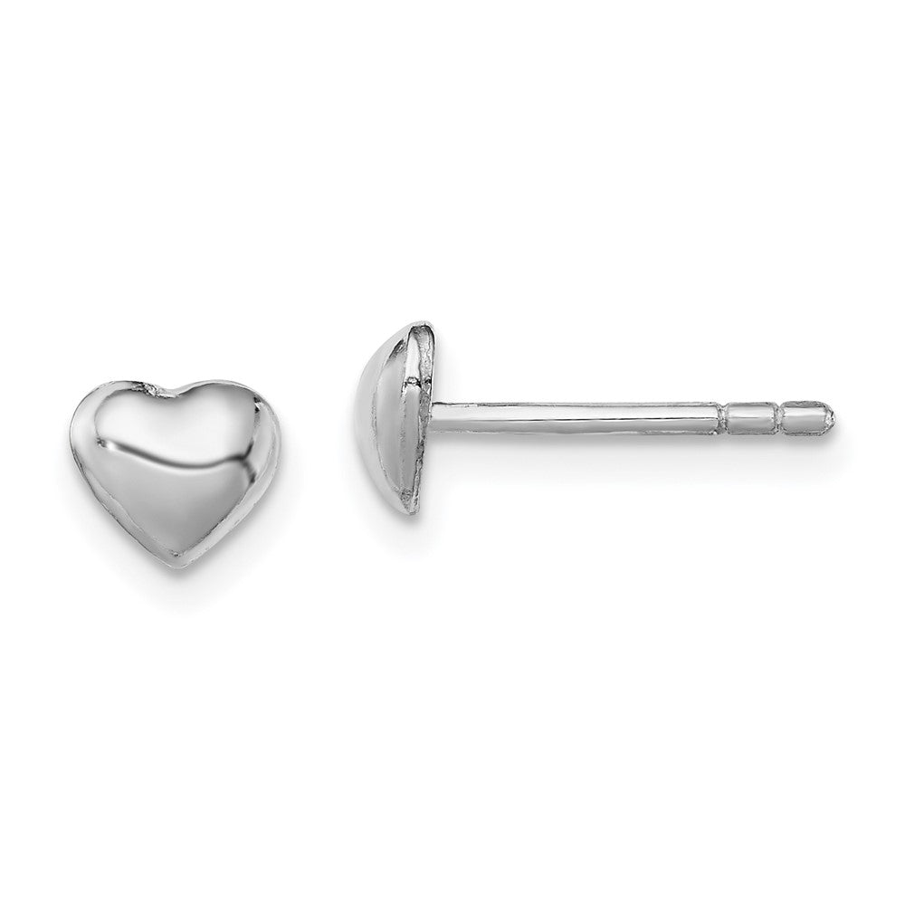 Sterling Silver Rhodium-Plated Polished Heart Children'S Post Earrings