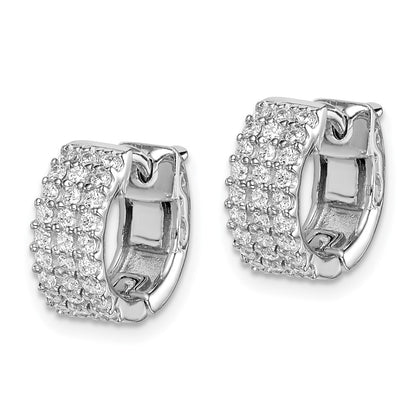 Sterling Silver Shimmer Rhodium-Plated 54 Stone 1.3mm Cz Hinged Hoop Earrings