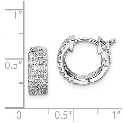 Sterling Silver Shimmer Rhodium-Plated 54 Stone 1.3mm Cz Hinged Hoop Earrings