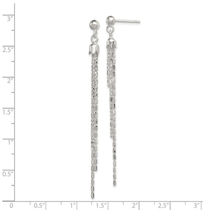 Sterling Silver Rhodium-Plated Fancy Multi-Strand Post Dangle Earrings