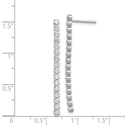 Sterling Silver Rhodium-Plated Polished Fancy Cz Post Dangle Earrings