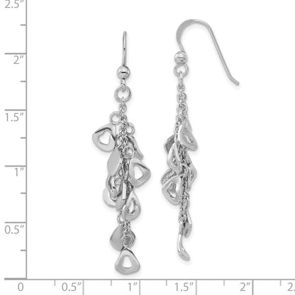 Sterling Silver Polished & Textured Contemporary Charm Dangle Earrings