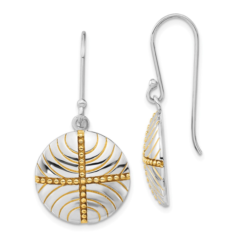 Sterling Silver Gold-Plated Circle Dangle Earrings