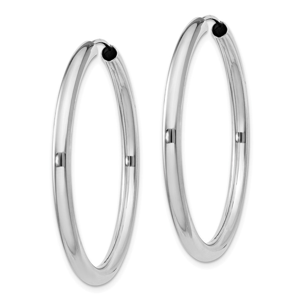 Sterling Silver Rhodium-Plated 3X40mm Endless Tube Hoop Earrings