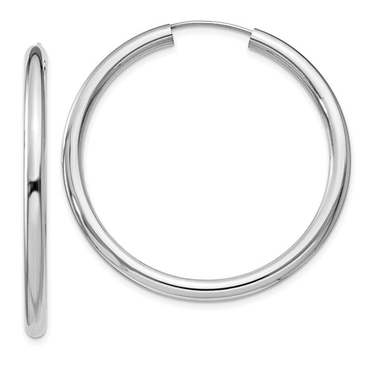 Sterling Silver Rhodium-Plated 3X40mm Endless Tube Hoop Earrings