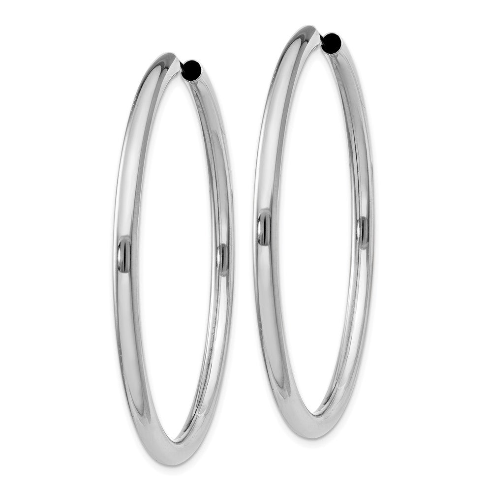 Sterling Silver Rhodium-Plated 3X50mm Endless Tube Hoop Earrings