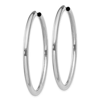 Sterling Silver Rhodium-Plated 3X50mm Endless Tube Hoop Earrings