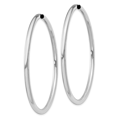Sterling Silver Rhodium-Plated 3X60mm Endless Tube Hoop Earrings