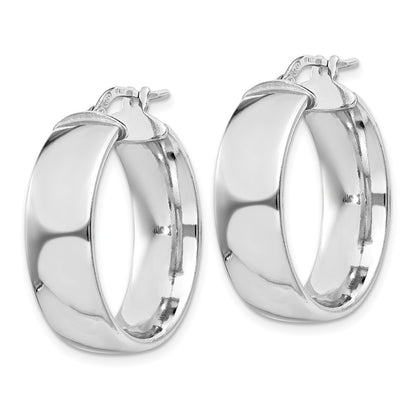 Sterling Silver Rhodium-Plated 7.5X25mm Hoop Earrings