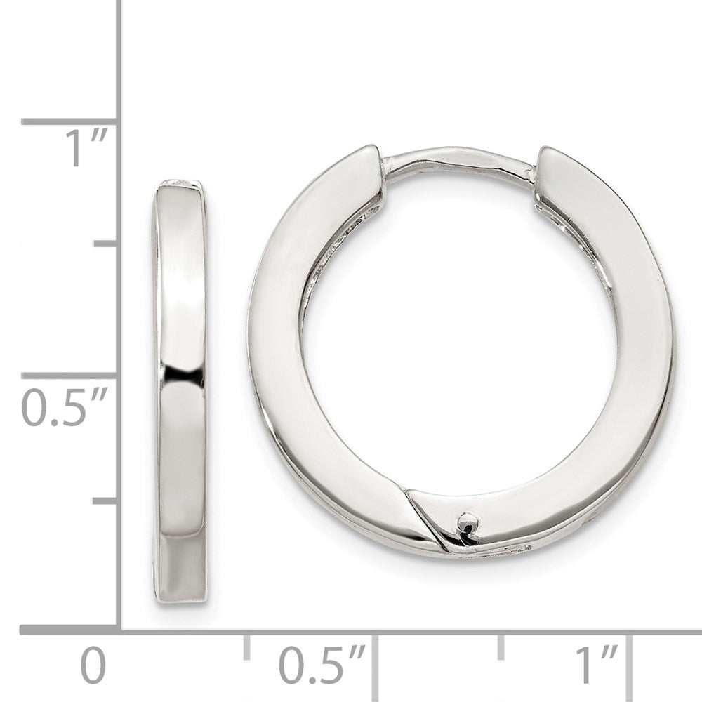 Sterling Silver 2.5X20mm Hinged Hoop Earrings