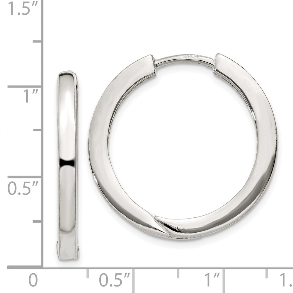 Sterling Silver 2.5X25mm Hinged Hoop Earrings