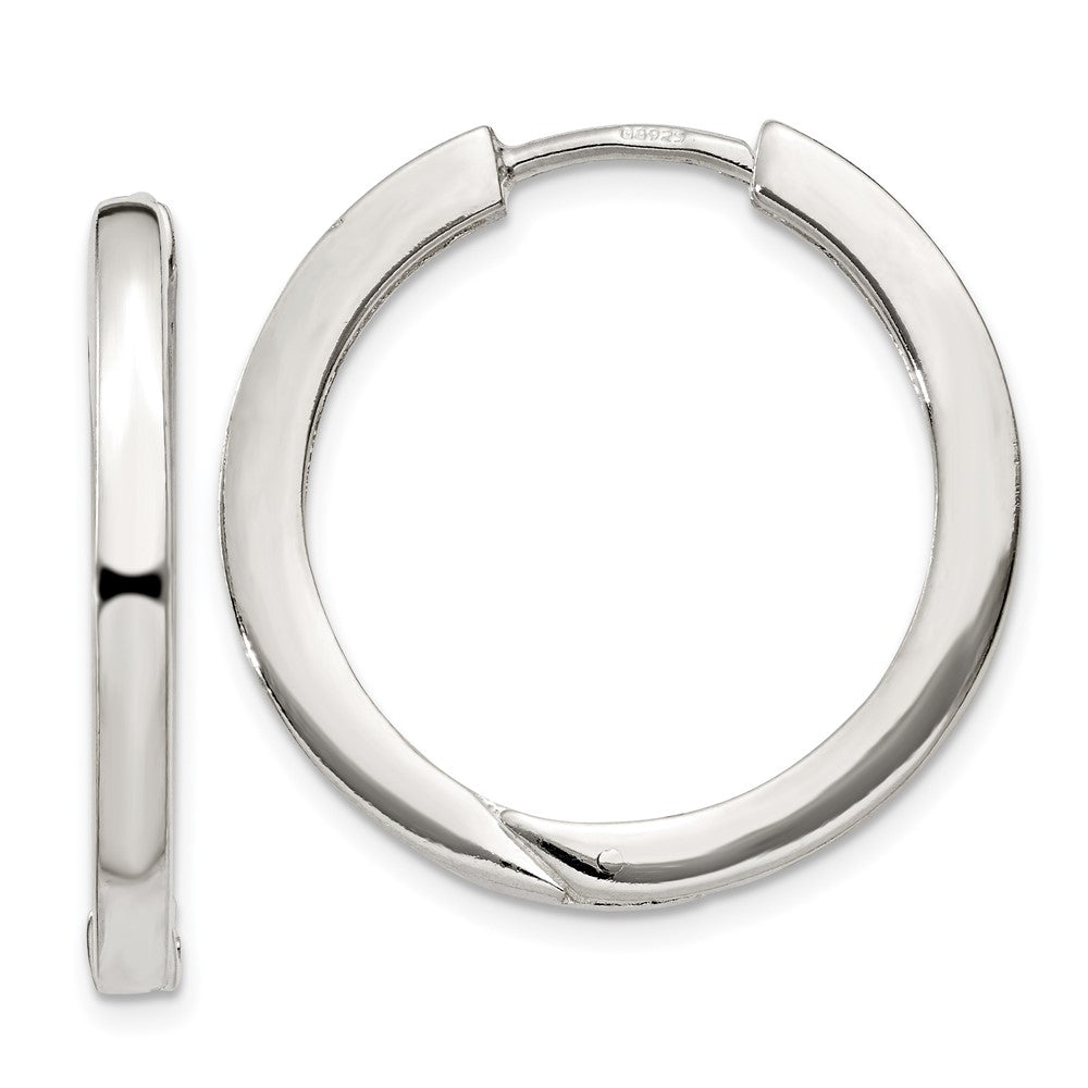 Sterling Silver 2.5X25mm Hinged Hoop Earrings