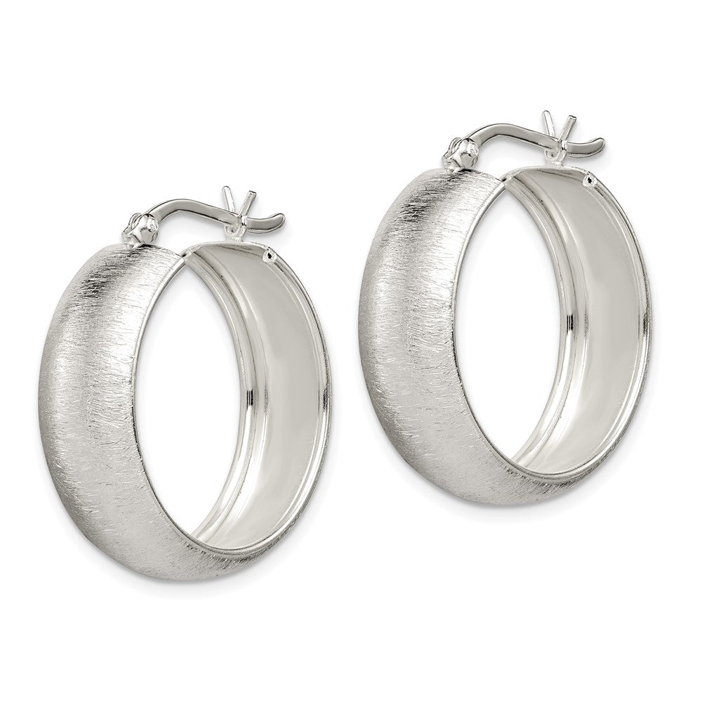 Sterling Silver Polished & Laser-Cut 8.5X25mm Round Hoop Earrings