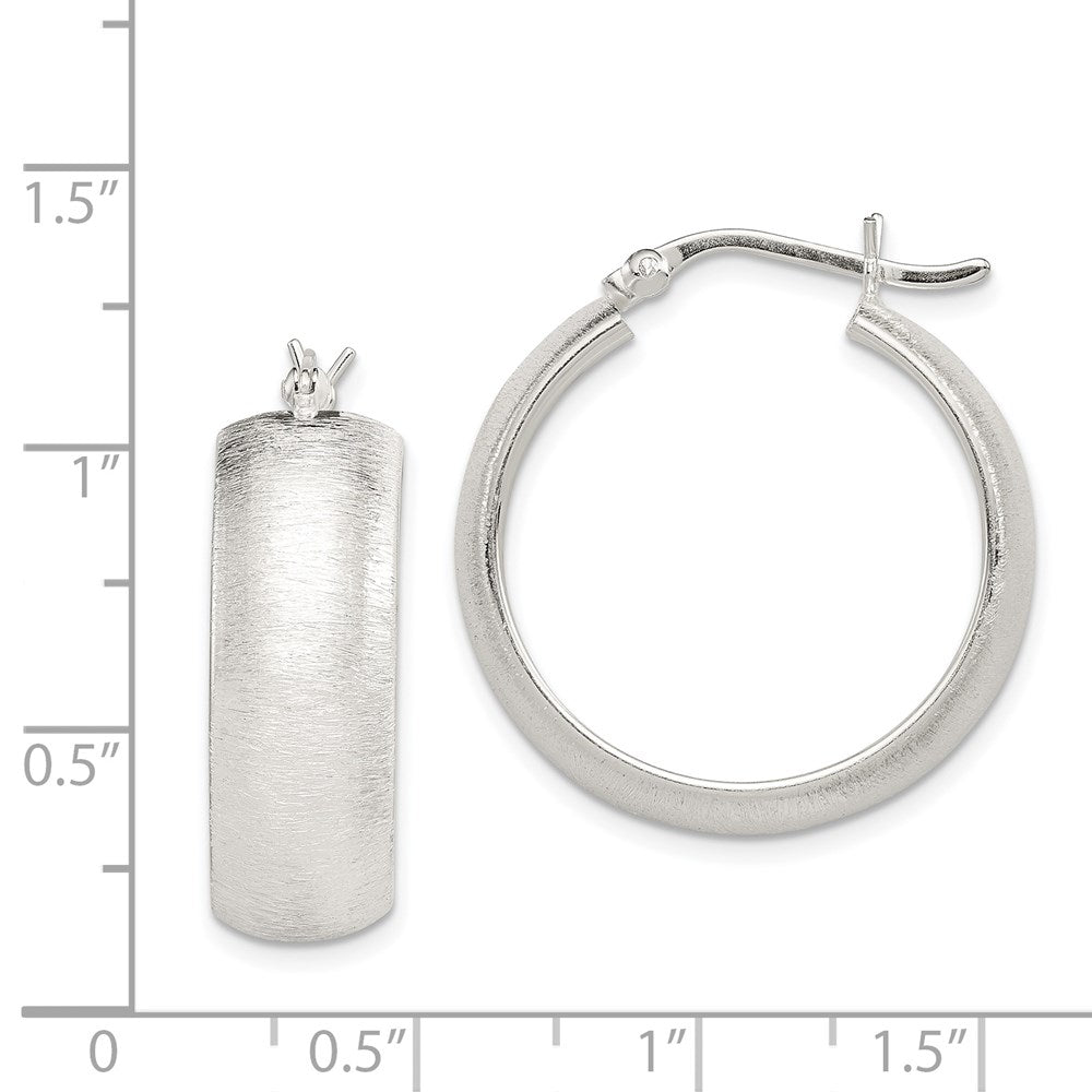 Sterling Silver Polished & Laser-Cut 8.5X25mm Round Hoop Earrings