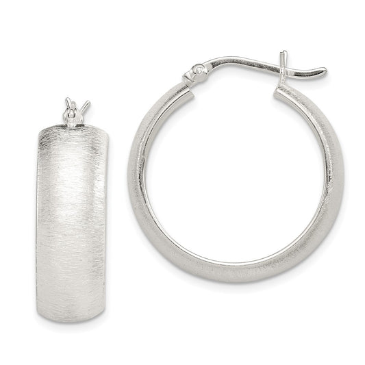 Sterling Silver Polished & Laser-Cut 8.5X25mm Round Hoop Earrings