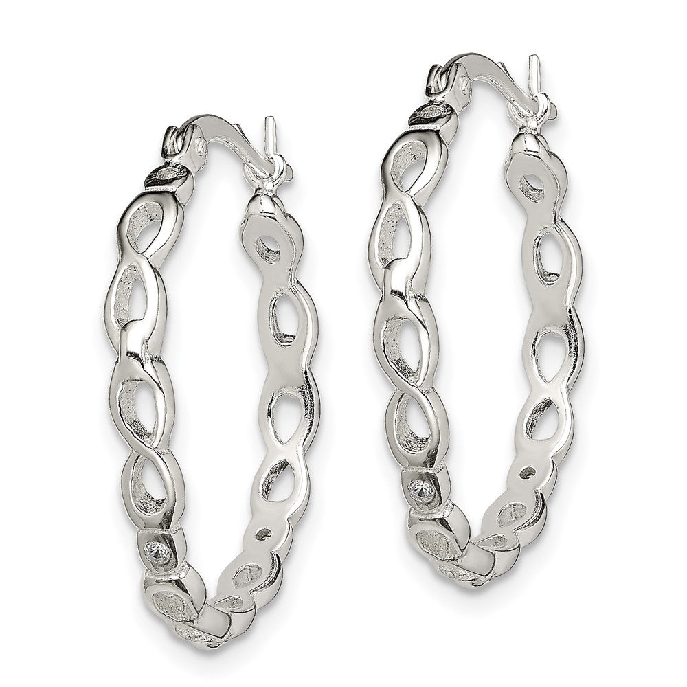Sterling Silver Infinity Design Cz Hoop Earrings