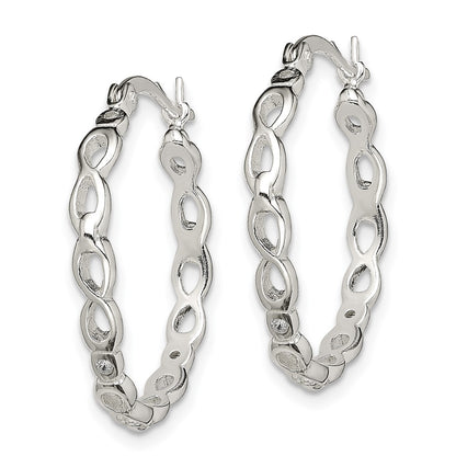 Sterling Silver Infinity Design Cz Hoop Earrings