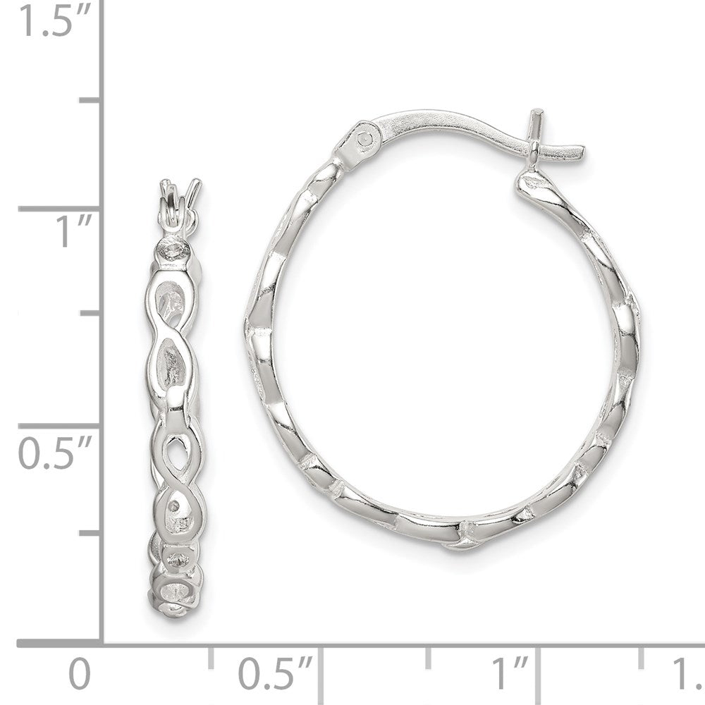 Sterling Silver Infinity Design Cz Hoop Earrings
