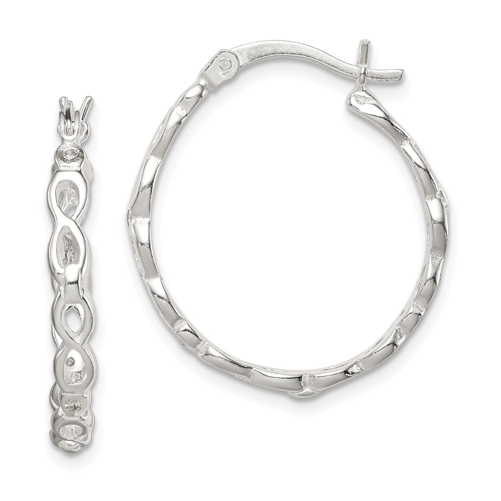 Sterling Silver Infinity Design Cz Hoop Earrings