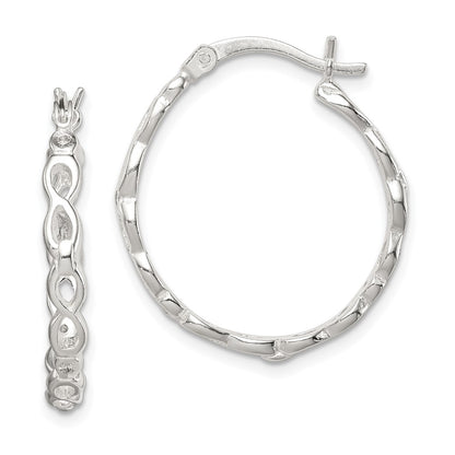 Sterling Silver Infinity Design Cz Hoop Earrings