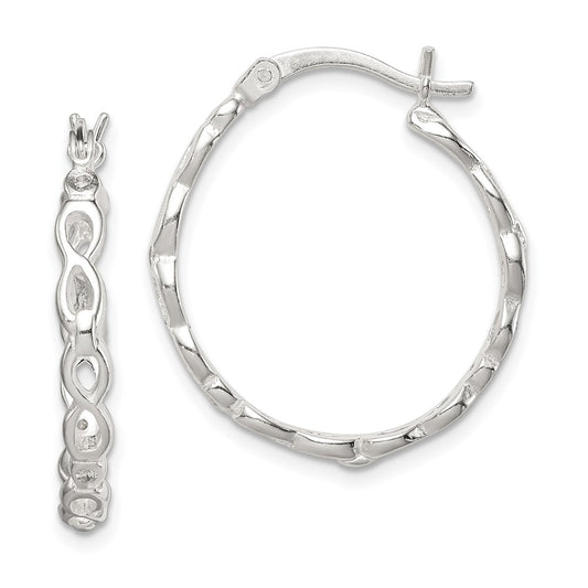Sterling Silver Infinity Design Cz Hoop Earrings