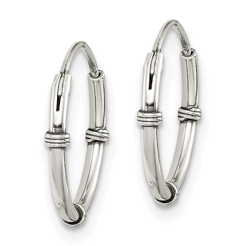 Sterling Silver Polished And Antiqued Endless Hoop Earrings