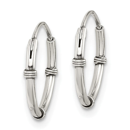 Sterling Silver Polished And Antiqued Endless Hoop Earrings