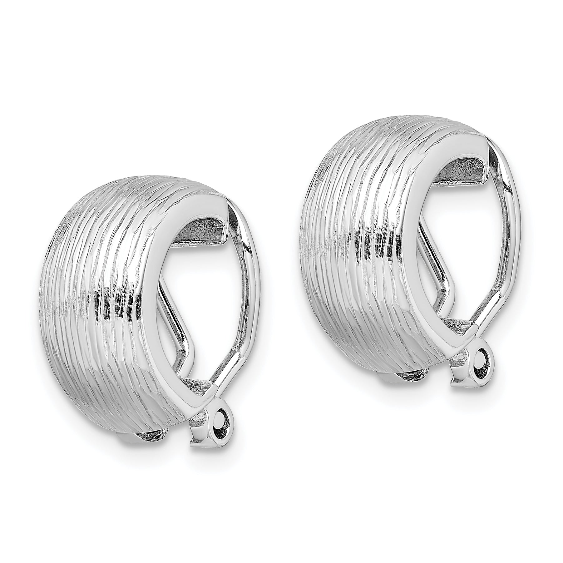 Sterling Silver Rhodium-Plated D/C Non-Pierced J-Hoop Earrings