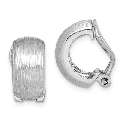 Sterling Silver Rhodium-Plated D/C Non-Pierced J-Hoop Earrings