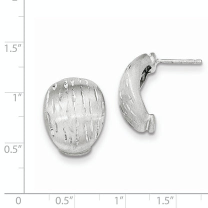 Sterling Silver Satin/Diamond-Cut Curved Post Earrings