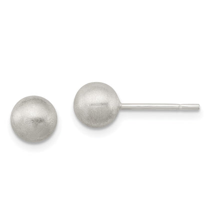 Sterling Silver Polished 6mm Laser-Cut Post Earrings