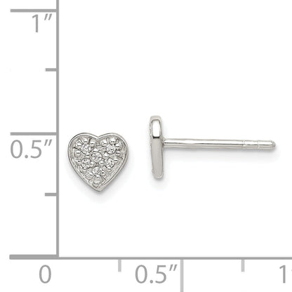 Sterling Silver Cz Heart Post Earrings