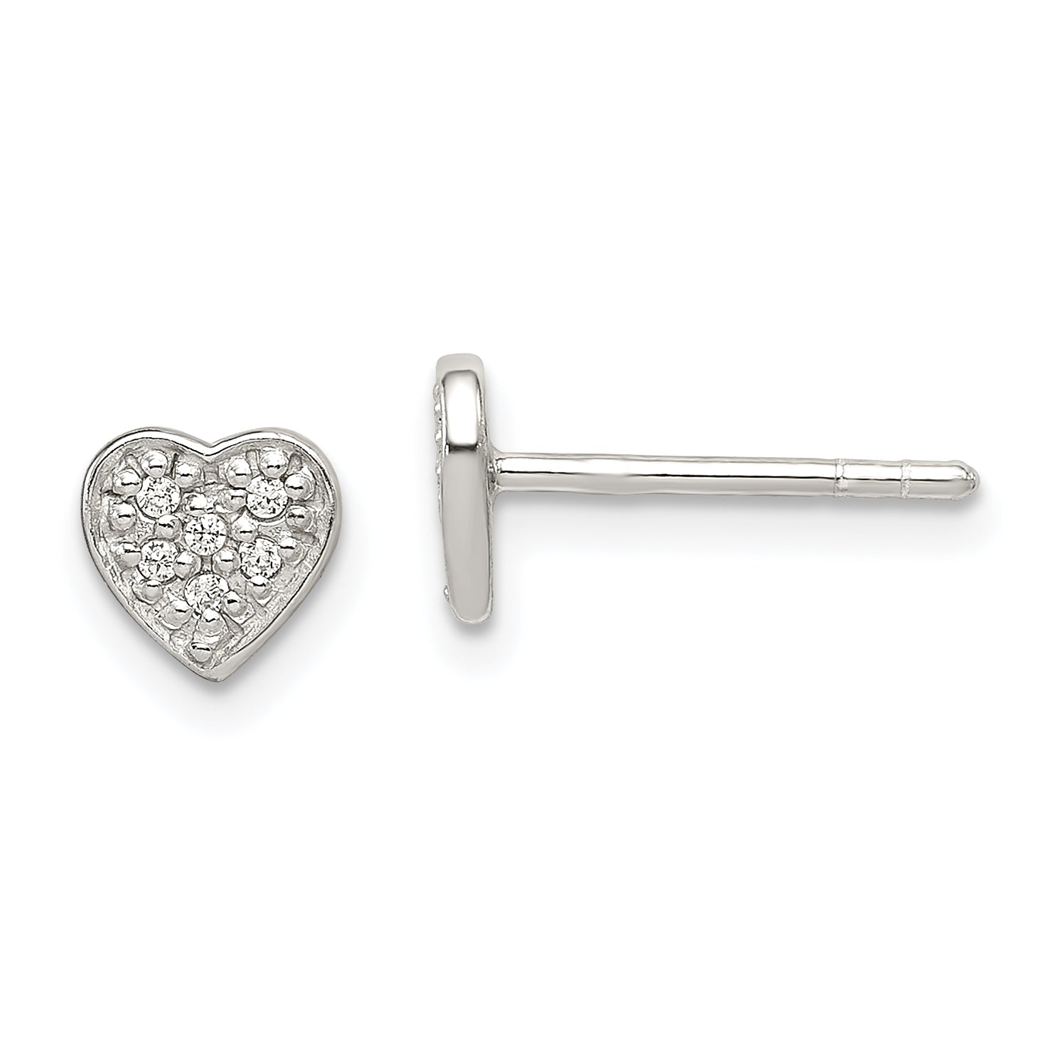 Sterling Silver Cz Heart Post Earrings