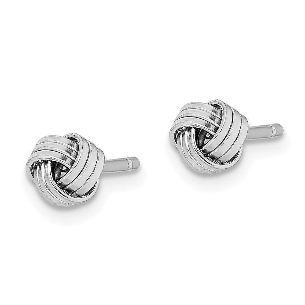Sterling Silver Rh-Plated Polished Twisted Knot Post Earrings