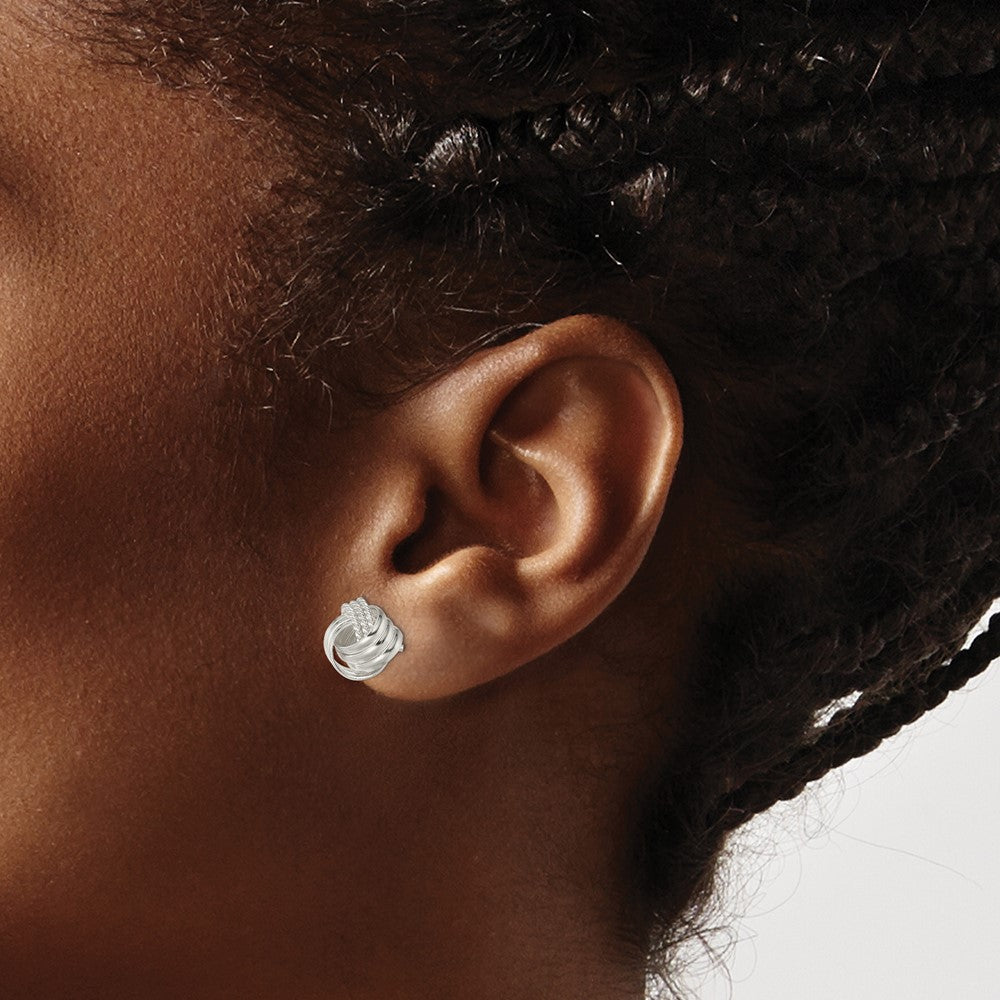 Sterling Silver Polished And Textured Knot Post Earrings