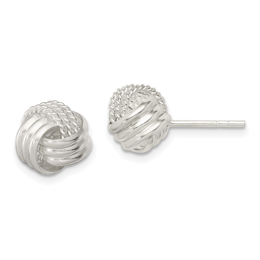 Sterling Silver Polished And Textured Knot Post Earrings