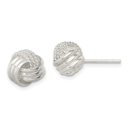 Sterling Silver Polished And Textured Knot Post Earrings