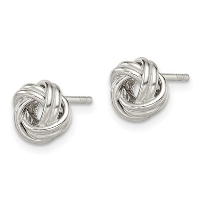 Sterling Silver Rhodium-Plated Polished Love Knot Post Earrings