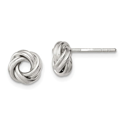 Sterling Silver Rhodium-Plated Polished Love Knot Post Earrings