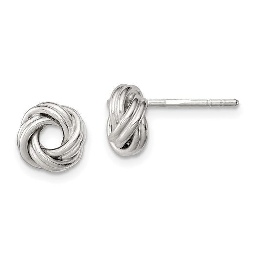 Sterling Silver Rhodium-Plated Polished Love Knot Post Earrings
