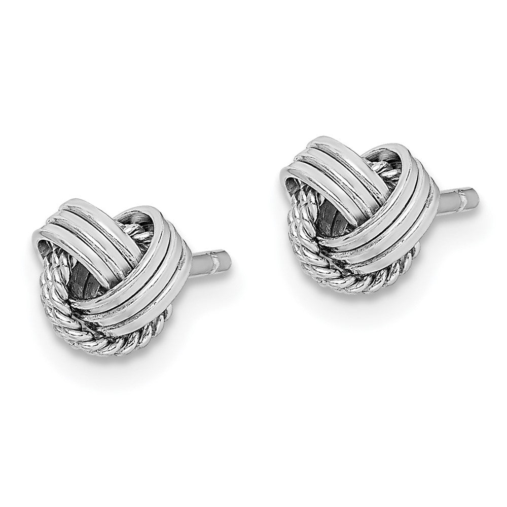 Sterling Silver Rhodium-Plated Triple Knot Rope Post Earrings